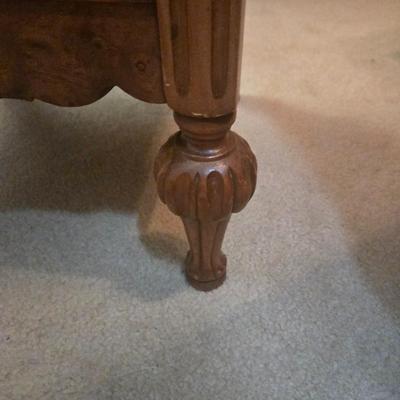 LOT 52X: Vintage Accent Chair and Side Table with Drawer and Shelf