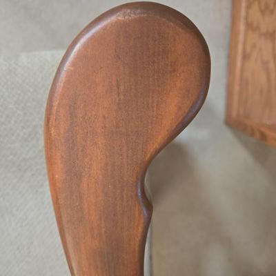 LOT 52X: Vintage Accent Chair and Side Table with Drawer and Shelf