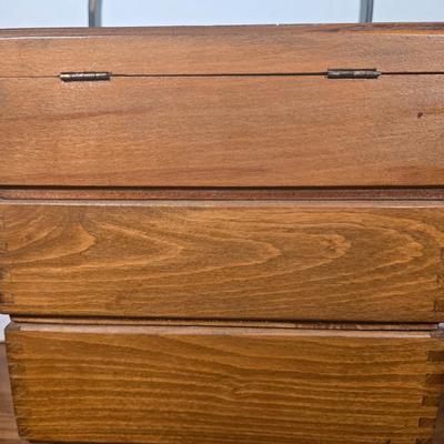 LOT 57X: Vintage Cantilever Sewing Box with Various Sewing Supplies