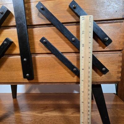 LOT 57X: Vintage Cantilever Sewing Box with Various Sewing Supplies