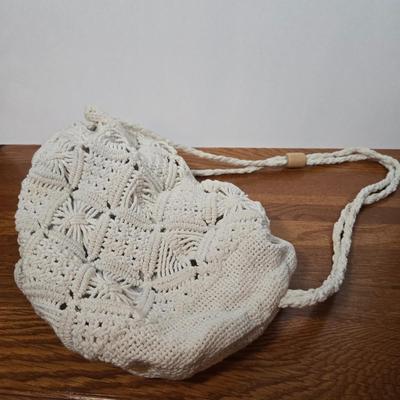 LOT 59X: Collection of Purses Including a Crochet Knitted Back-Pack, Beaded, Black Velvet Bag from India, Vintage Tapestry Bag, Gold...
