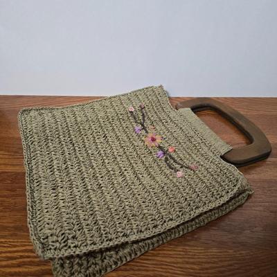 LOT 61X: Collection of Purses Including Snake Skin-Like Bag, Cross Body Theatre Bag, Blue Crochet Bag with Matching Coin Purse, and More
