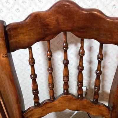 LOT 63X: Vintage Spindle Back Chair, Side Table, and Vintage Lamp
