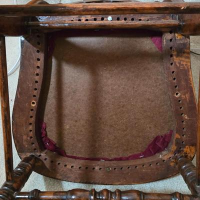 LOT 63X: Vintage Spindle Back Chair, Side Table, and Vintage Lamp