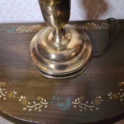 LOT 63X: Vintage Spindle Back Chair, Side Table, and Vintage Lamp