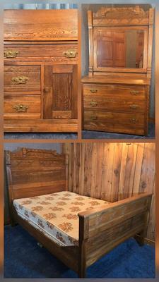 LOT 118Y: Antique Carved Bedroom Set