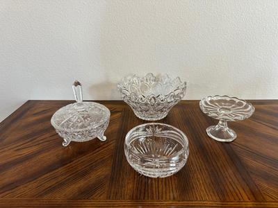 CRYSTAL BOWL, CANDY DISH AND SERVICE PIECES