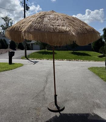 Tiki Fringe Patio Umbrella with Stand (G-HS)