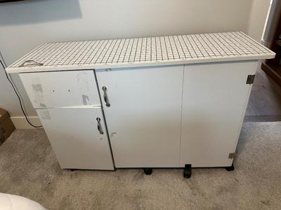 SEWING/CUTTING TABLE WITH CHAIR AND LAMP