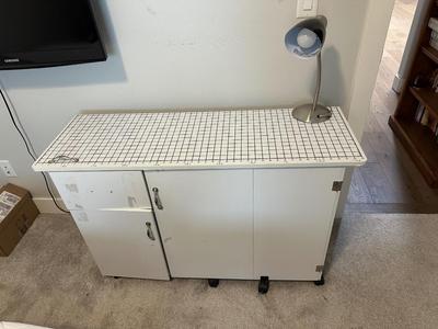 SEWING/CUTTING TABLE WITH CHAIR AND LAMP