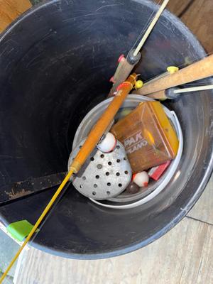 Sale Photo Thumbnail #21: G144-Bucket with Fishing items