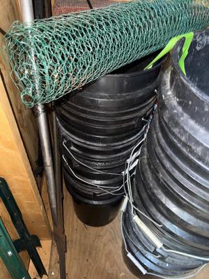 Sale Photo Thumbnail #25: G143-Buckets, fencing and garden spinners
