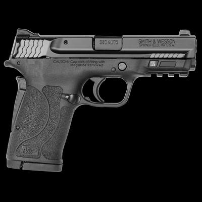 Sale Photo Thumbnail #283: MANUFACTURER: Smith and Wesson
FAMILY: M&P Series
MODEL: M&P380 Shield EZ
TYPE: Semi-Auto Pistol
ITEM GROUP: Centerfire Polymer Pistols
ACTION: Internal Hammer Fired
CALIBER/GAUGE: 380 ACP
SLIDE: Stainless Steel
FINISH: Black Armornite
FINISH TYPE: Applie