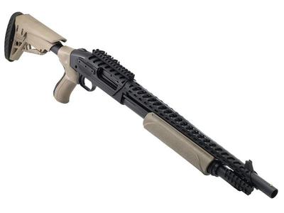 Sale Photo Thumbnail #309: MANUFACTURER: Mossberg
FAMILY: 500 Series
MODEL: 500 Scorpion
TYPE: Shotgun
ITEM GROUP: Tactical Pump Shotguns
ACTION: Pump Action
CALIBER/GAUGE: 12 Gauge
FINISH: Flat Dark Earth
FINISH TYPE: Blued
STOCK: Collapsible / Folding Stock
STOCK/GRIPS: Flat Dark