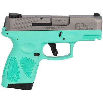 Sale Photo Thumbnail #328: MANUFACTURER: Taurus
FAMILY: G2S Series
MODEL: G2S
TYPE: Semi-Auto Pistol
ITEM GROUP: Centerfire Polymer Pistols
ACTION: Striker Fired
CALIBER/GAUGE: 9mm
FINISH: Stainless
FINISH TYPE: Stainless Steel
FRAME: Polymer Frame
STOCK/GRIPS: Cyan Polymer
BARREL: