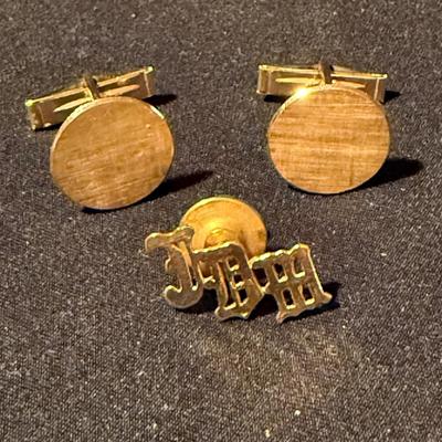 14K Tie Tack Pin plus Cufflinks & More (K-HS)