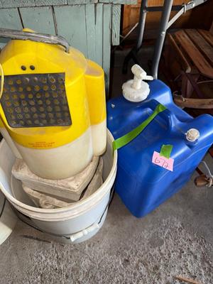 Sale Photo Thumbnail #288: G72-water jug, minnow bucket plus extras
