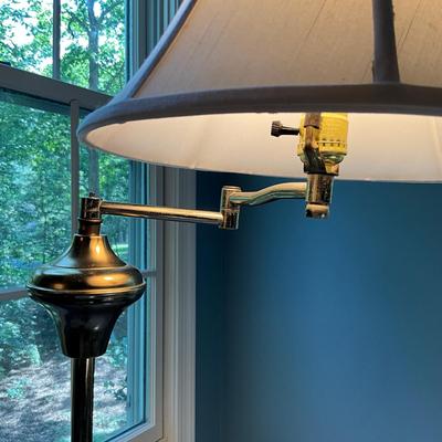 A796 Vintage Brass Swing Arm Swivel Floor Lamp