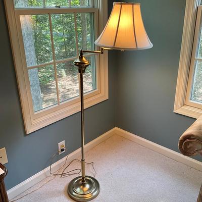 A796 Vintage Brass Swing Arm Swivel Floor Lamp
