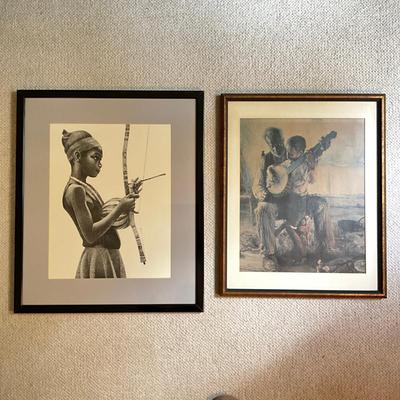 A805 Vintage Bahian Girl Print by Carl Owens and Boy with Banjo
