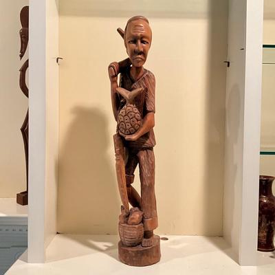 L811 Haitian Wooden Carved Working Man Figure