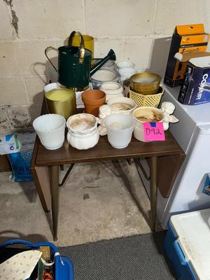 Sale Photo Thumbnail #602: D92-Drop leaf table plus small pots and planters