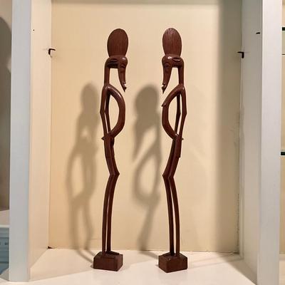 L814 Vintage African Hand Carved Male & Female Figures