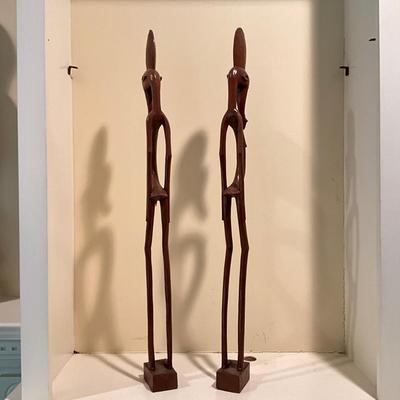 L814 Vintage African Hand Carved Male & Female Figures