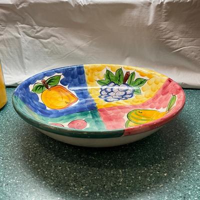 K843 Fruita De Roma Hand-Painted Fruit Bowl & Covered Jar