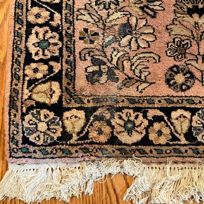 K854 Pink Oriental Wool Small Runner Rug