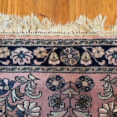 K854 Pink Oriental Wool Small Runner Rug