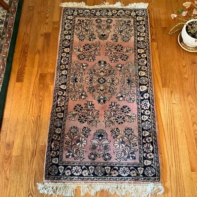 K854 Pink Oriental Wool Small Runner Rug