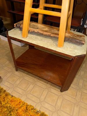 Sale Photo Thumbnail #805: D36-Side table, stool, turtle wall hanging