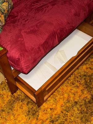 Sale Photo Thumbnail #871: D16- futon with pillows and storage
