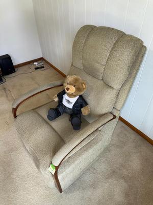 Sale Photo Thumbnail #991: M49-la-Z-Boy recliner and stuffed animal