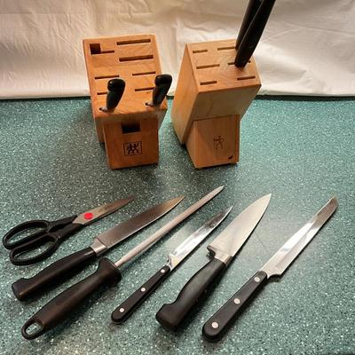 K875 Two Henckels Knife Blocks With Assortment Of Henckel Knives
