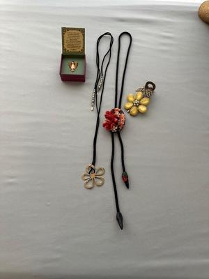 ANGEL PIN, LADIES BOLO TIE, NECKLACE AND FANCY HAIR CLIP