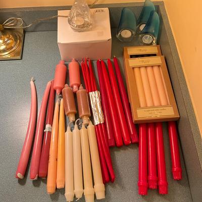 K897 Lot Of Red/White & Pink Taper Candles