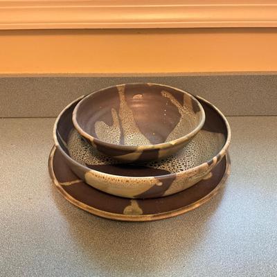 K900 Set Of Three Vintage Henselmann Signed Art Pottery