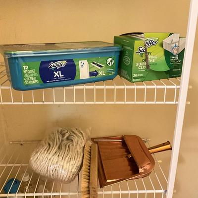 K905 Large Lot of Cleaning Brooms and Ironing Board