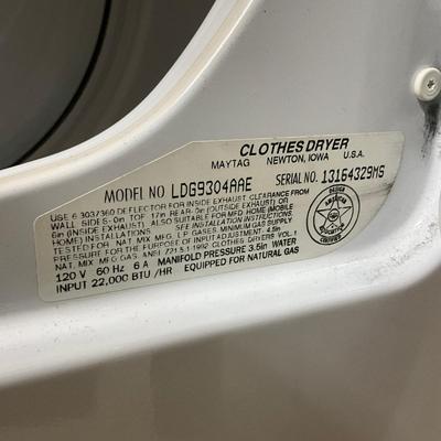 G938 Maytag Clothes Dryer Model No.LDG9304AAE (As-Is)