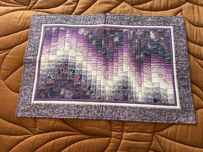 QUILTED WALL HANGINGS AND A CROSS STITCH