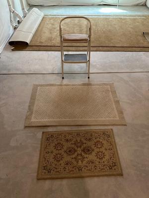 STEP LADDER AND AREA RUGS