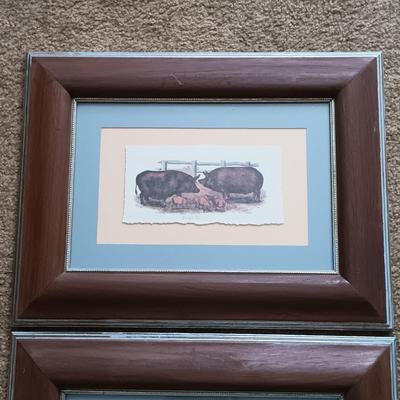 LOT 154: Framed and Matted Wall Art - Piglets