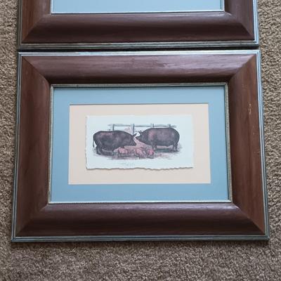 LOT 154: Framed and Matted Wall Art - Piglets