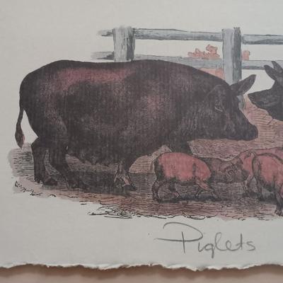 LOT 154: Framed and Matted Wall Art - Piglets