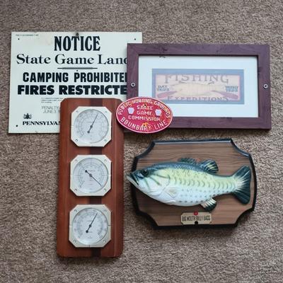 LOT 155: Fishing for Fun - Billy the Big Mouth Bass, Sign, Wall Art, Barometer and More