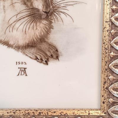 LOT 156: Framed Rosenthal Porcelain Albrecht Durer -Young Hare Wall Art