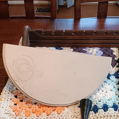 LOT 162: Vintage Crocheted Granny Square Blanket and Wall Shelves