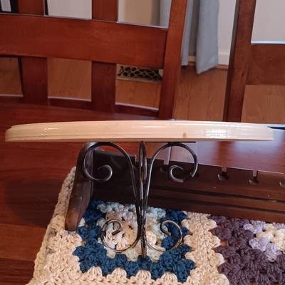 LOT 162: Vintage Crocheted Granny Square Blanket and Wall Shelves